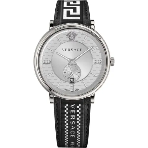 V-circle Multifunction Leather Watch , male, Sizes: ONE SIZE - Versace - Modalova