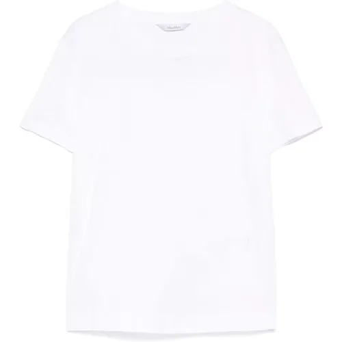 Weißes Logo Besticktes Crew Neck T-shirt , Damen, Größe: L - Max Mara - Modalova