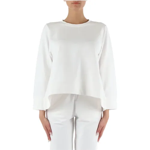 Stretch Cotton Sweatshirt with Flared Neckline , female, Sizes: L, S, M, XS - Alpha Studio - Modalova