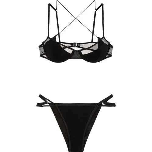 Schwarzes Lycra Twist Bikini Set , Damen, Größe: L - Me-Fui - Modalova