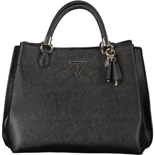 Schwarze Polyethylen-Handtasche mit Verstellbarem Schulterriemen und Mehreren Fächern - Guess - Modalova