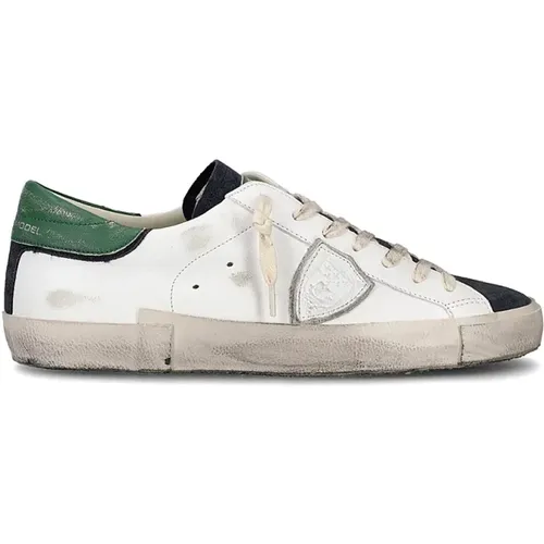 Weiße Leder-Schnürschuhe mit Vintage-Gummisohle , Damen, Größe: 43 EU - Philippe Model - Modalova