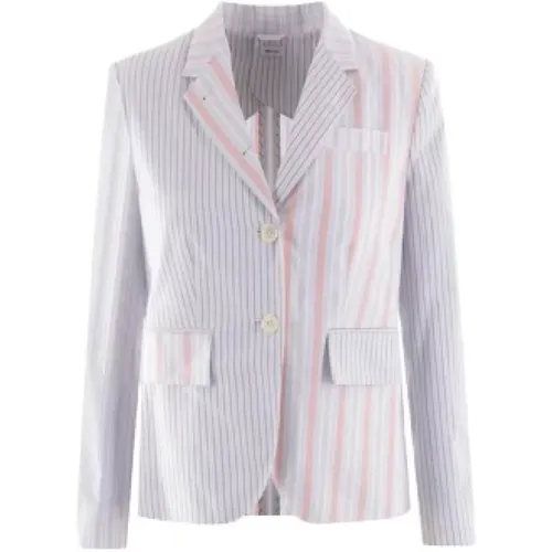 Striped Cotton Jacket with Multiple Pockets , female, Sizes: S - Thom Browne - Modalova