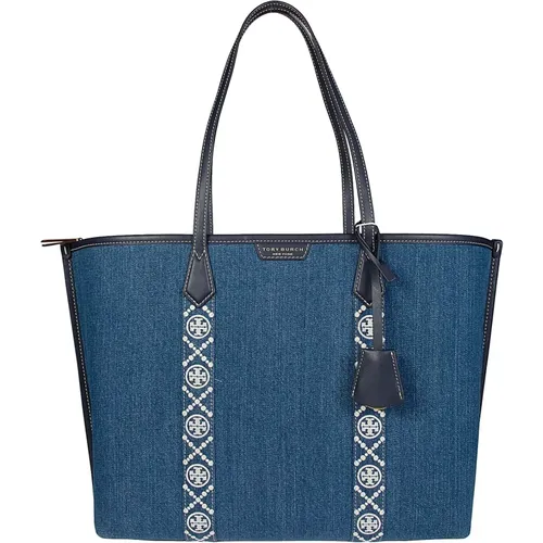 Denim Triple Compartment Tote Bag , female, Sizes: ONE SIZE - TORY BURCH - Modalova