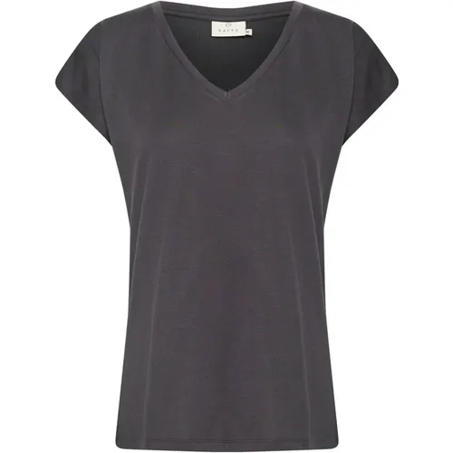 Schwarze Auster T-Shirt Top , Damen, Größe: M - Kaffe - Modalova