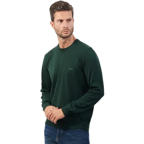 Grüner Rundhals Wollpullover , Herren, Größe: M - Hugo Boss - Modalova