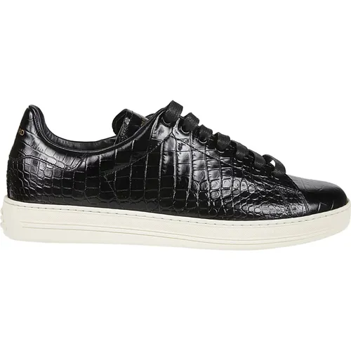 Warwick Crocodile-Effect LOW TOP Sneakers , male, Sizes: 6 UK, 10 UK, 7 UK - Tom Ford - Modalova