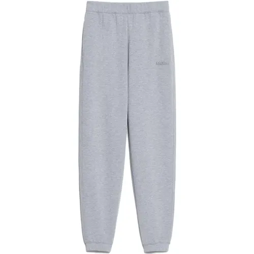 Graue Gerippte Hose mit Besticktem Detail , Damen, Größe: S - Max Mara - Modalova