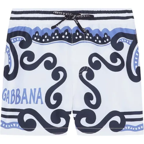 Marina Print Blaue Badehose - Dolce & Gabbana - Modalova
