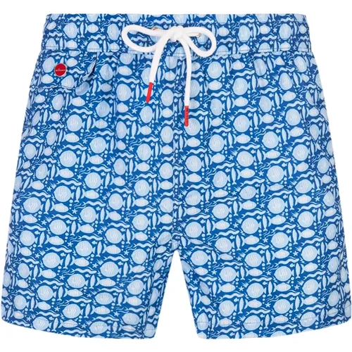 Fish Pattern Swim Shorts , male, Sizes: M, XL - Kiton - Modalova