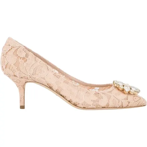 Lace Satin Heel Shoes , female, Sizes: 2 UK - Dolce & Gabbana - Modalova