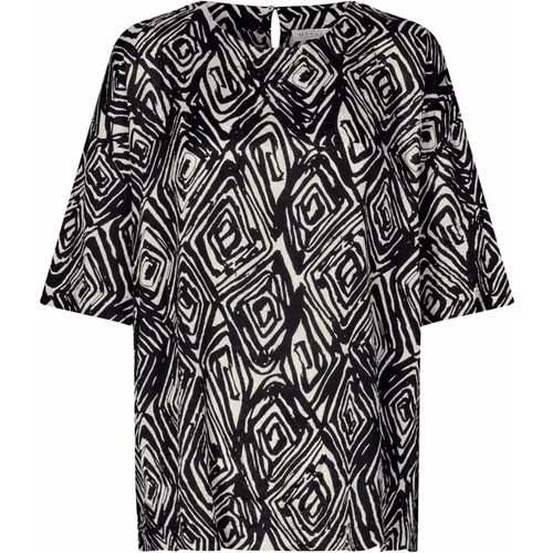 Oversize T-Shirt mit Schlüsselloch-Detail , Damen, Größe: L - Masai - Modalova