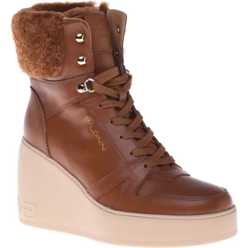 Ankle boots in leather and sheepskin , female, Sizes: 4 UK, 3 UK, 8 UK, 4 1/2 UK, 7 UK, 6 UK, 5 UK - Baldinini - Modalova