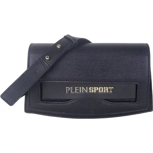 Trendige Schwarze Crossbody-Tasche mit Silberlogo - Plein Sport - Modalova