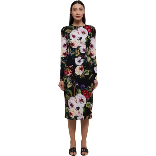 MultiColour Floral Print Silk Dress , female, Sizes: S, XS, M - Dolce & Gabbana - Modalova