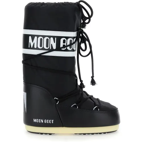 Schwarze Icon Nylon Winterstiefel , Damen, Größe: 35 EU - moon boot - Modalova