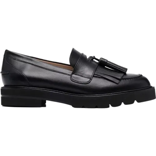 Schwarze Leder Mokassin-Loafer für Damen , Damen, Größe: 37 1/2 EU - Stuart Weitzman - Modalova