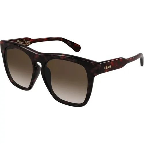 Havana/ Shaded Sunglasses , female, Sizes: 56 MM - Chloé - Modalova