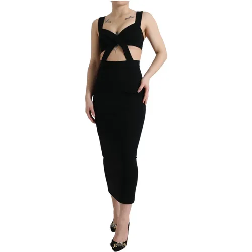 Schwarzes Bodycon Midi Kleid - Dolce & Gabbana - Modalova