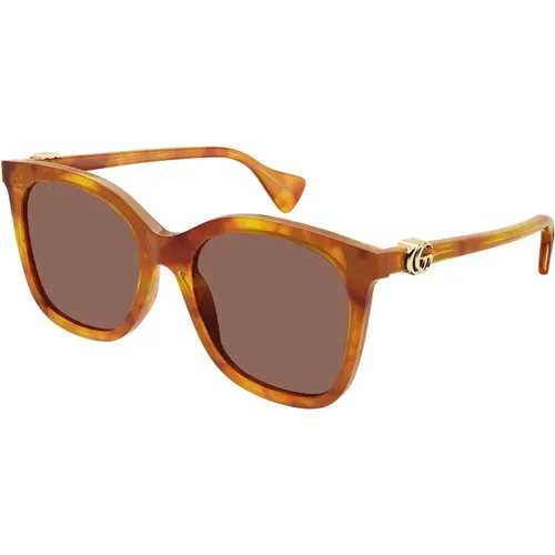 Blonde Havana Sunglasses , female, Sizes: 55 MM - Gucci - Modalova