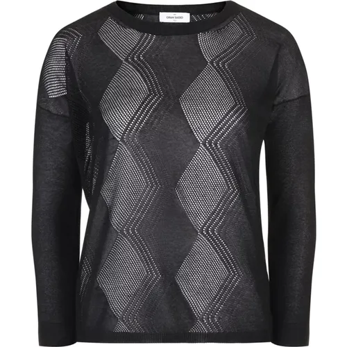 Geometrischer Pullover Schwarz , Damen, Größe: L - Gran Sasso - Modalova