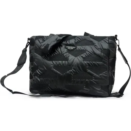 Schwarze Eclipse Nylon Handtasche mit Abstraktem Muster - Marc Ellis - Modalova