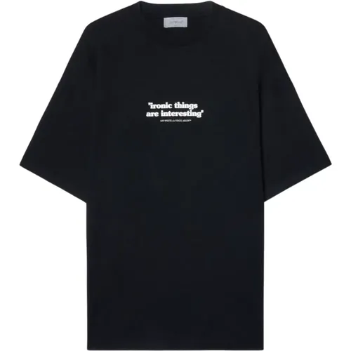 Cotton Text Print Crew Neck T-shirts , male, Sizes: S, XS, L, M - Off White - Modalova