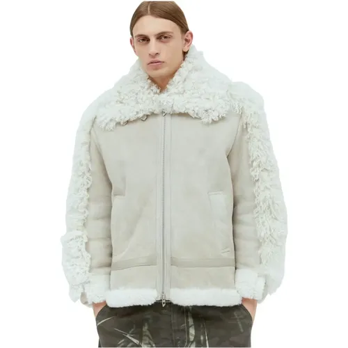 Lederjacke mit Shearling-Einsätzen - Diesel - Modalova