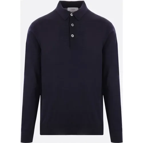 Blauer Woll-Polo-Pullover , Herren, Größe: M - Lardini - Modalova