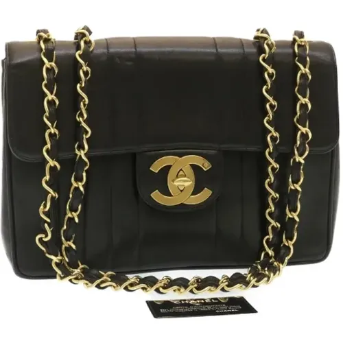 Gebrauchte Schwarze Lederklapptasche - Chanel Vintage - Modalova