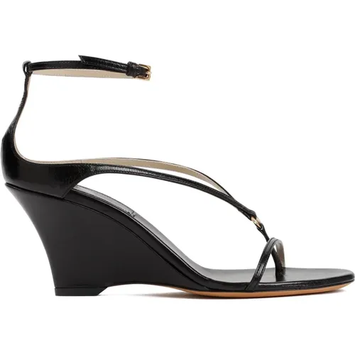Leather Ankle Strap Wedge Sandals , female, Sizes: 7 UK, 5 1/2 UK - Khaite - Modalova