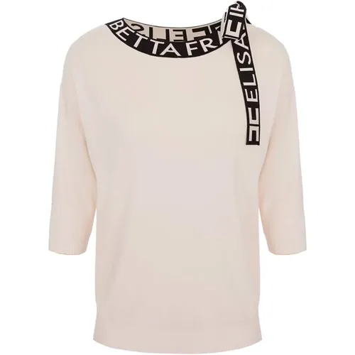 Butter Black Knitted Jumper with Logo" , female, Sizes: M, XS, S - Elisabetta Franchi - Modalova
