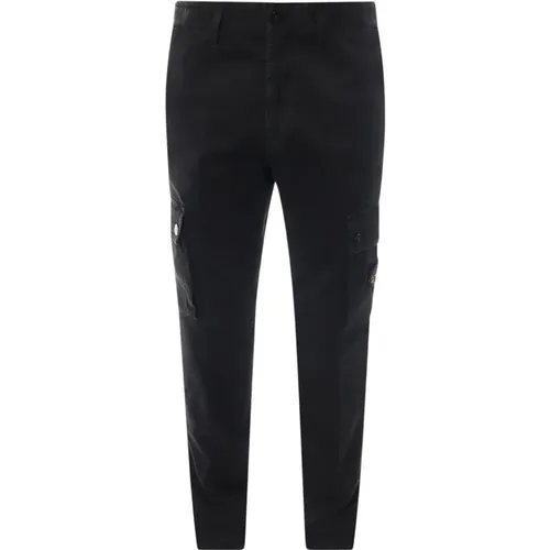 Trousers with Button and Zip , male, Sizes: W33 - Stone Island - Modalova
