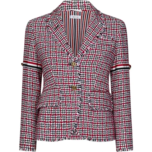 Multicolour Check Cotton Tweed Blazer , female, Sizes: XS, S - Thom Browne - Modalova