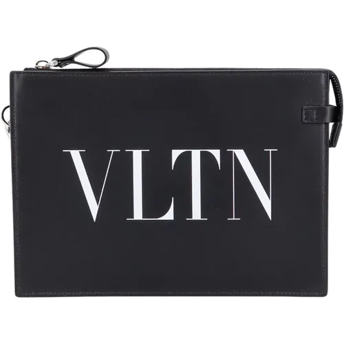 Leather Clutch with Zip Closure , male, Sizes: ONE SIZE - Valentino Garavani - Modalova