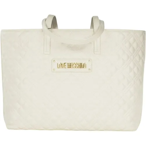 Quilted Shopper Bag with Logo Lettering , female, Sizes: ONE SIZE - Love Moschino - Modalova
