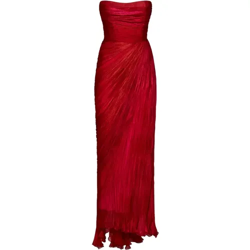 Rotes Kleid mit Schnürung und Trägerlosem Ausschnitt - Maria Lucia Hohan - Modalova