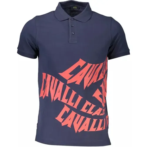 Blaues Baumwoll-Poloshirt für Männer , Herren, Größe: XL - Cavalli Class - Modalova