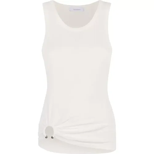 Metall Piercing Baumwoll Tank Top , Damen, Größe: S - Paco Rabanne - Modalova