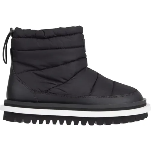 Schwarze Gepolsterte Stiefeletten , Damen, Größe: 41 EU - Tommy Jeans - Modalova