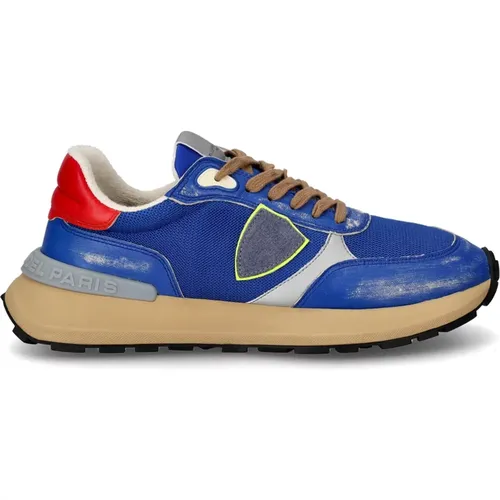 Vintage Racing Style Sneaker , Herren, Größe: 43 EU - Philippe Model - Modalova