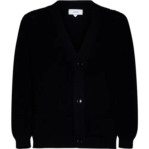 Schwarzer Baumwollstrick V-Ausschnitt Pullover , Herren, Größe: S - Lardini - Modalova