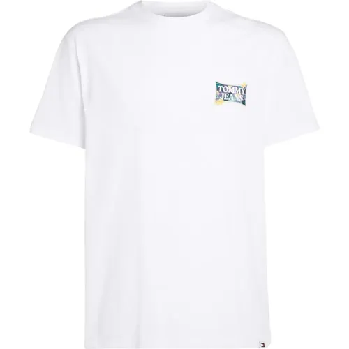 Bio-Baumwolle Bedrucktes T-Shirt - Weiß , Herren, Größe: XL - Tommy Jeans - Modalova