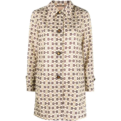 Nylon Overcoat with All-Over Print , female, Sizes: S - Gucci - Modalova