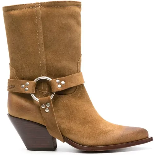 Camel Suede Mid-Calf Boots , female, Sizes: 3 UK - Sonora - Modalova