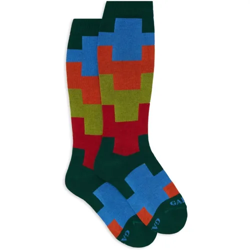 Grüne Geometrische Kinder Baumwollsocken - Gallo - Modalova