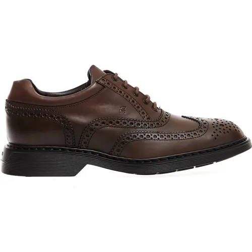 Braune Leder Brogueschuhe - Größe 39 , Herren, Größe: 40 1/2 EU - Hogan - Modalova