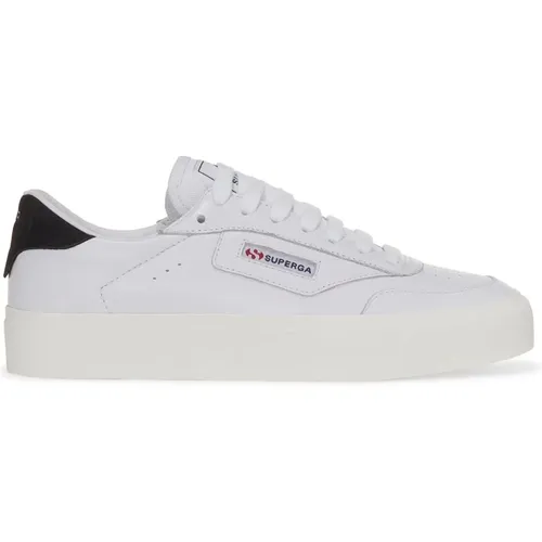 Black Leather Court Sneakers , male, Sizes: 9 UK, 7 UK, 8 UK, 5 UK, 6 UK, 3 UK, 2 UK, 10 UK, 4 UK - Superga - Modalova