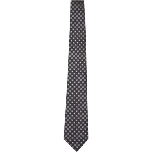 Geometric Silk Slim Tie , male, Sizes: ONE SIZE - Canali - Modalova