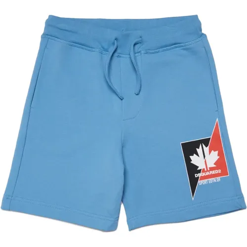 Fleece-Shorts mit zweifarbiger Blattgrafik - Dsquared2 - Modalova